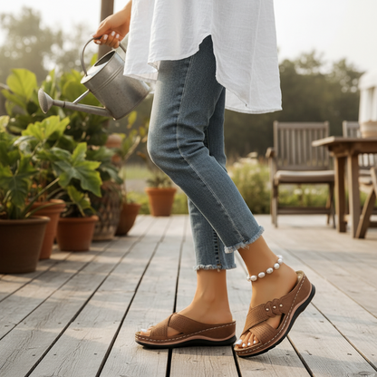 Ilona | Comfortable Wedge Sandals with Crossover Straps