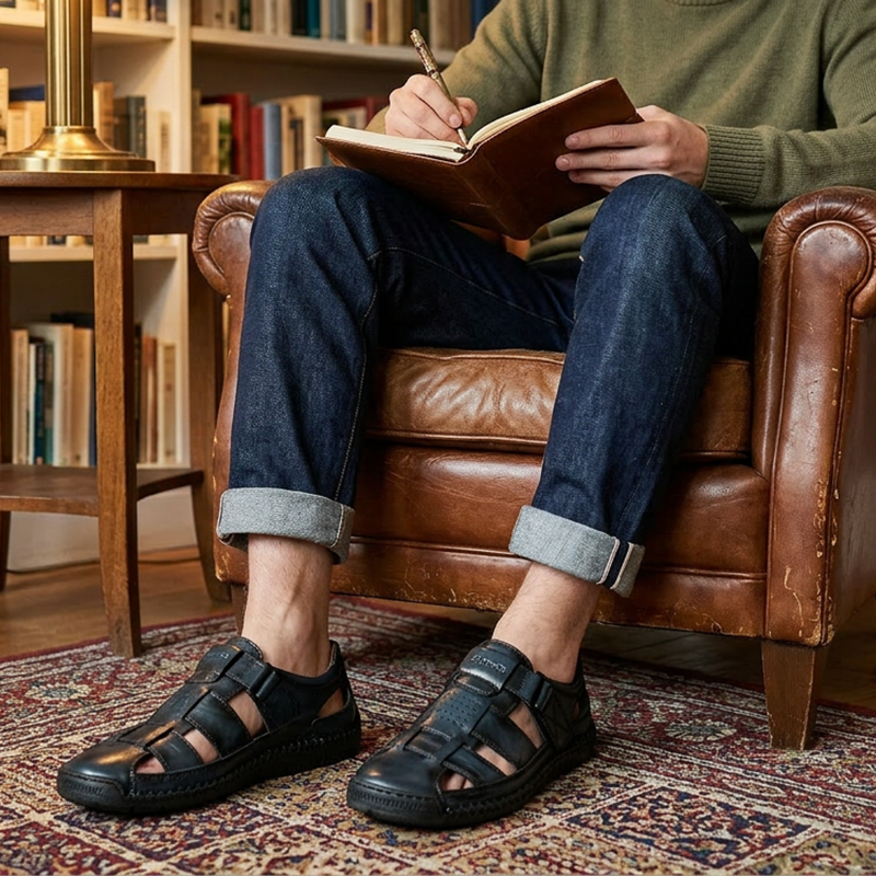 Franz | Geschlossene Herren-Sandalen mit Klettverschluss