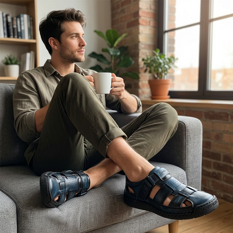 Franz | Geschlossene Herren-Sandalen mit Klettverschluss