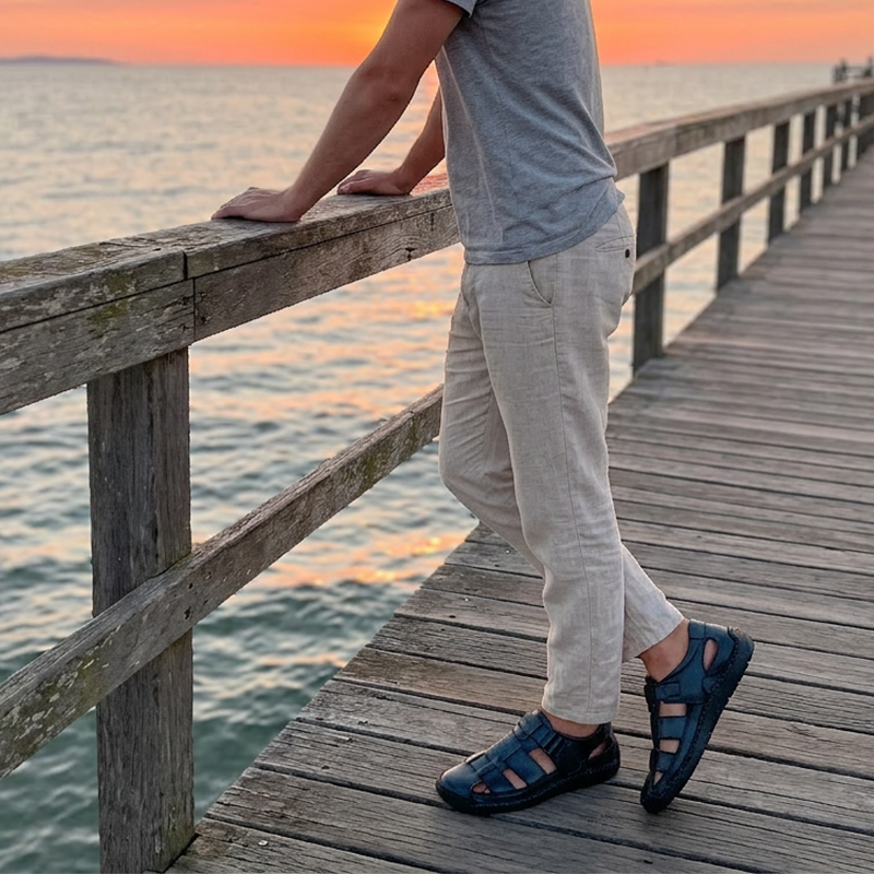 Franz | Geschlossene Herren-Sandalen mit Klettverschluss