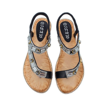 Katrina | T-Strap Sandals with Diamante