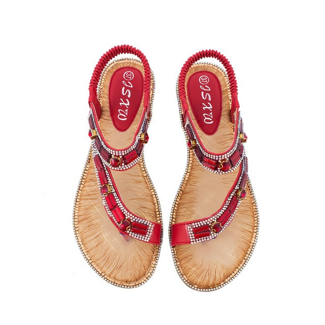 Katrina | T-Strap Sandals with Diamante