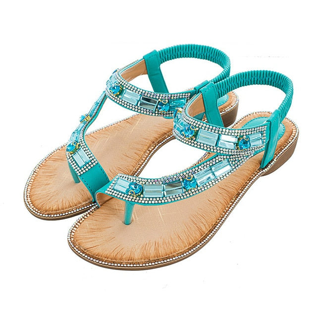 Katrina | T-Strap Sandals with Diamante