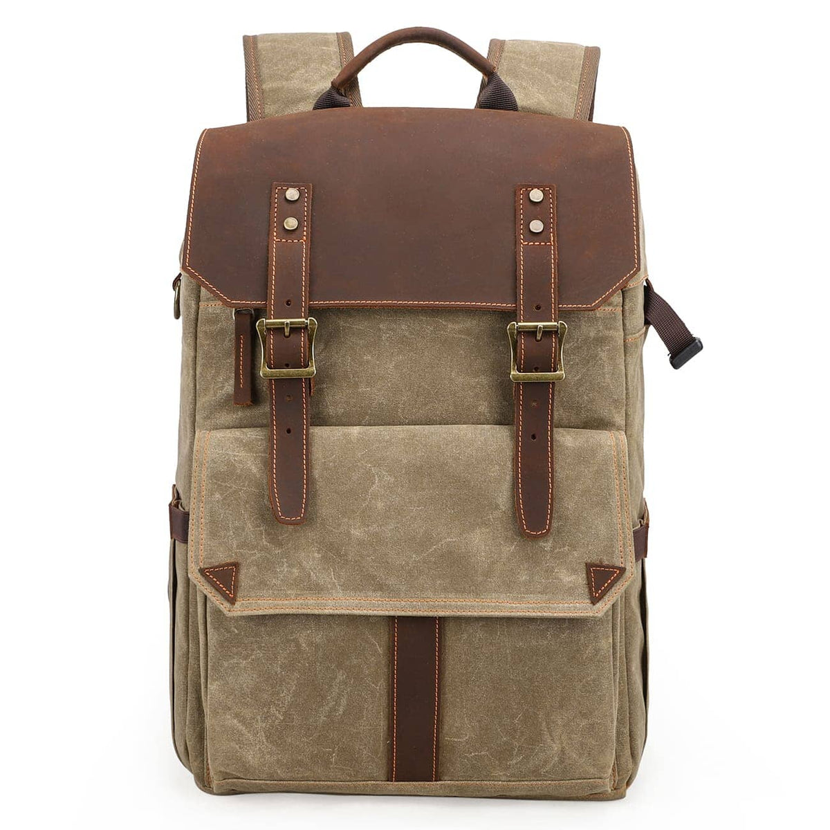 Kaikoura waxed canvas camera backpack in Khaki — Beverley Lane