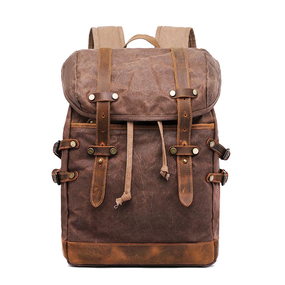 Wanaka waxed canvas backpack in Coffee Brown — Beverley Lane