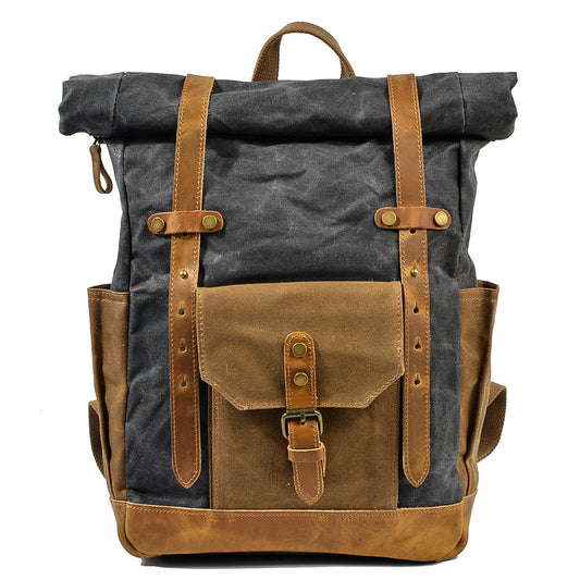 Daylesford waxed canvas rolltop backpack in Dark Grey — Beverley Lane