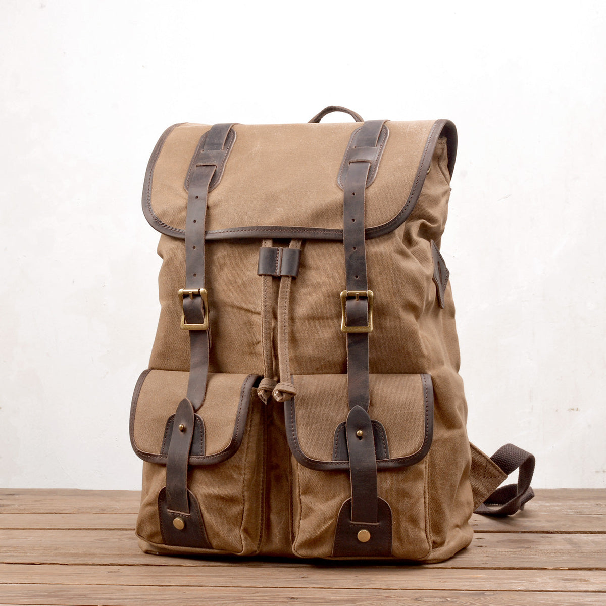 Taupo waxed canvas backpack in Khaki — Beverley Lane