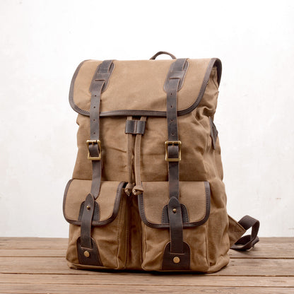 Taupo waxed canvas backpack in Khaki — Beverley Lane