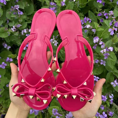 Hannah | Flip-Flops with Bow and Stud Detail