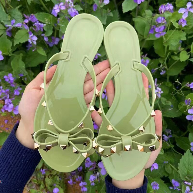 Hannah | Flip-Flops with Bow and Stud Detail