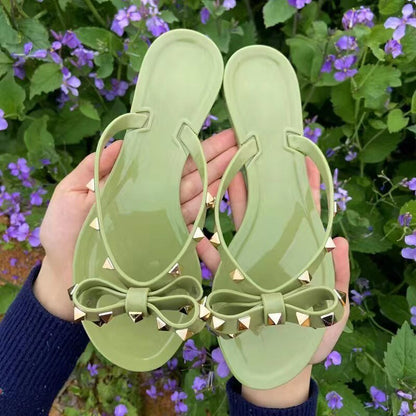 Hannah | Flip-Flops with Bow and Stud Detail