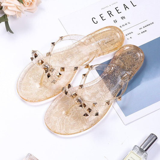 Hannah | Flip-Flops with Bow and Stud Detail