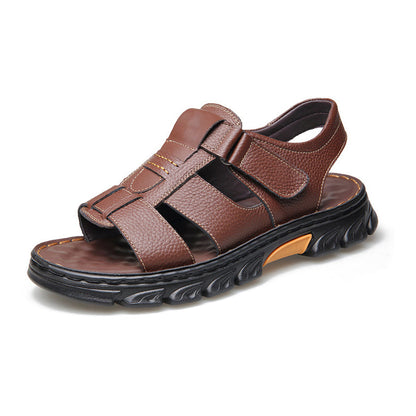 Armin | Robuste Herren-Sandalen in Lederoptik mit Anti-Rutsch-Sohle
